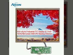 650 cd/m2 Industrial TFT Display 12.1 Inch 1024x768 Screen With IPS Viewing Direction